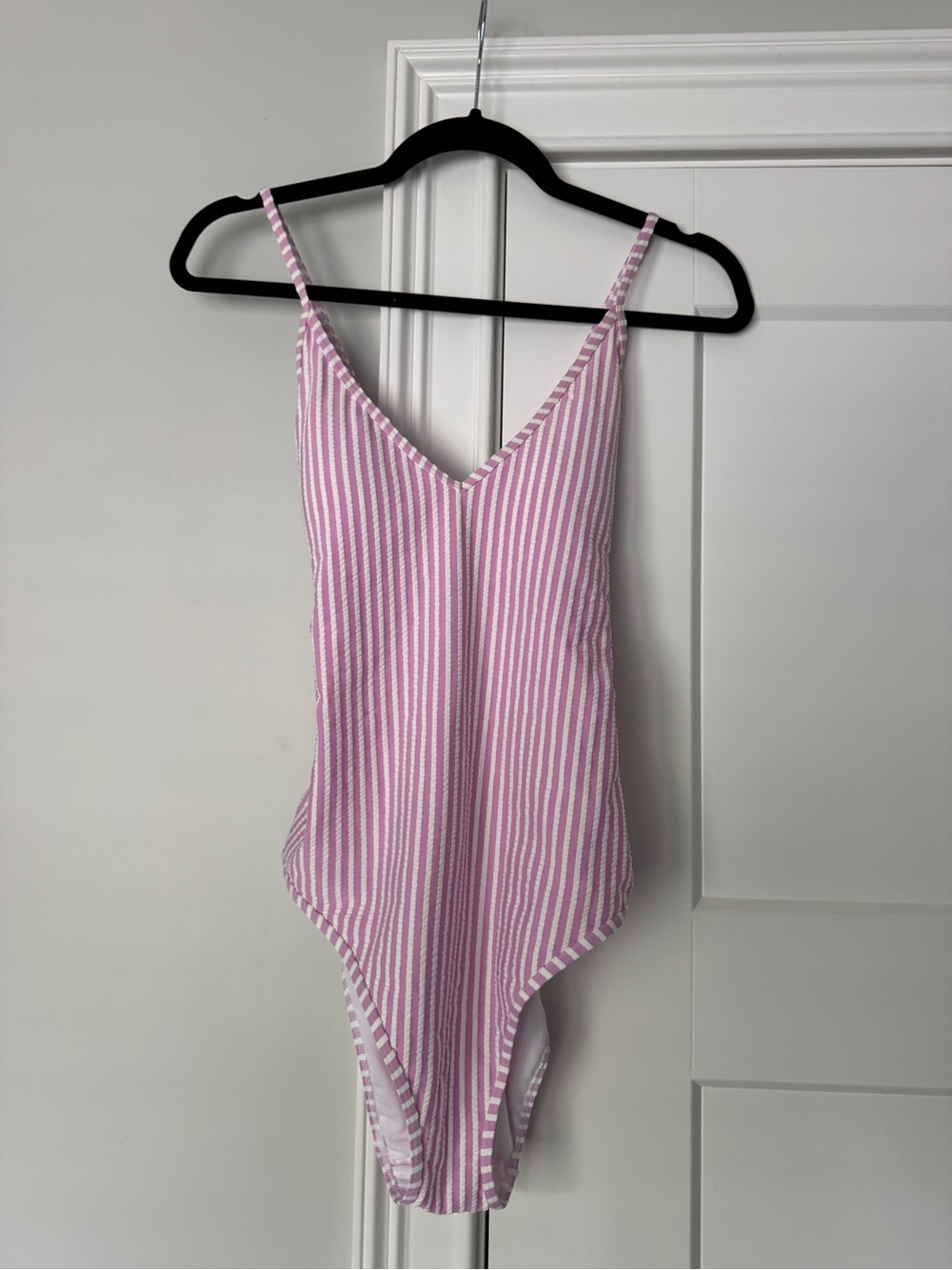 Pink & White Striped V-Neck One-Piece Swimsuit - Picture 6 of 6